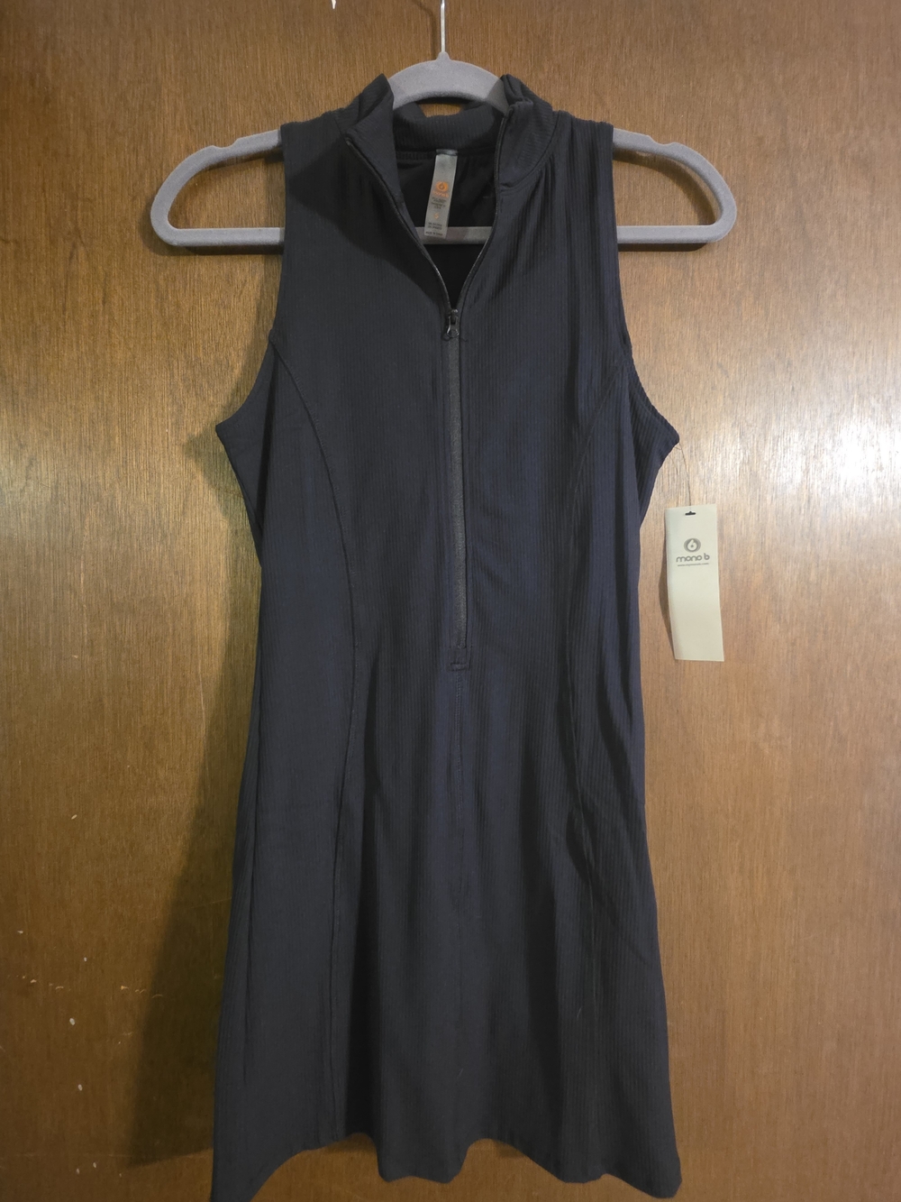 Mono B Black Sleeveless Zip-Front Mini Dress